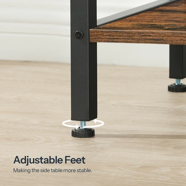 Alt view image 7 of 7 - Wedge End Table, Recliner Wedge Side Table with Storage | Industrial Triangle Accent Table for Small Space, Corner, Living Room, Apartment, Rustic Brown and Black