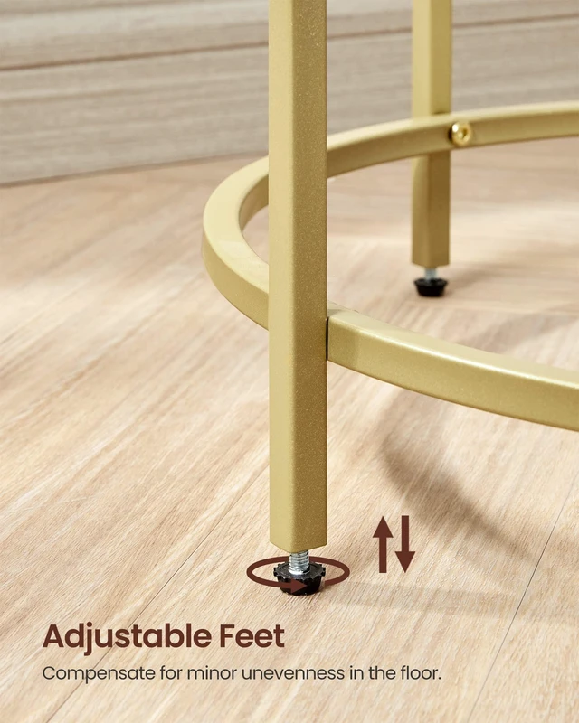 Alt view image 6 of 7 - Round Side Tables, Set of 2, Glass End Tables with Metal Frame | Small Coffee Tables with Modern Style, for Living Room, Balcony, Bedroom, Gold, BARIS Collection ULGT037A61
