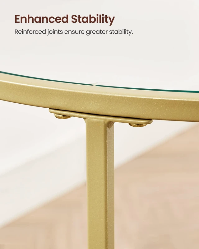 Alt view image 5 of 7 - Round Side Tables, Set of 2, Glass End Tables with Metal Frame | Small Coffee Tables with Modern Style, for Living Room, Balcony, Bedroom, Gold, BARIS Collection ULGT037A61