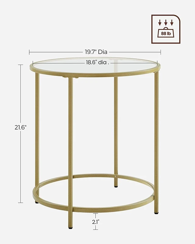 Alt view image 7 of 7 - Round Side Tables, Set of 2, Glass End Tables with Metal Frame | Small Coffee Tables with Modern Style, for Living Room, Balcony, Bedroom, Gold, BARIS Collection ULGT037A61