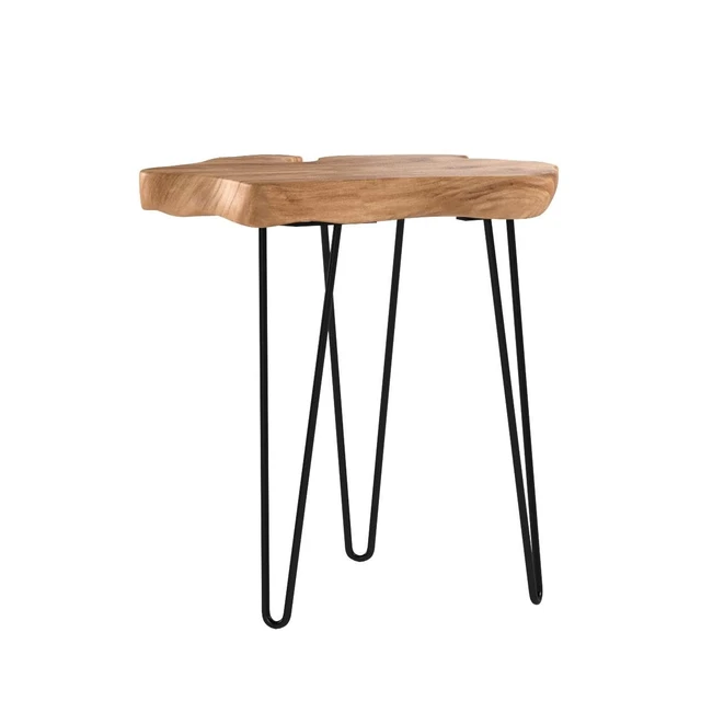Alt view image 4 of 7 - Live Edge Cedar End Table with Hairpin Legs, 20.5" H | Live edge cedar tabletop and black hairpin legs create a handcrafted accent table with natural character and modern style
