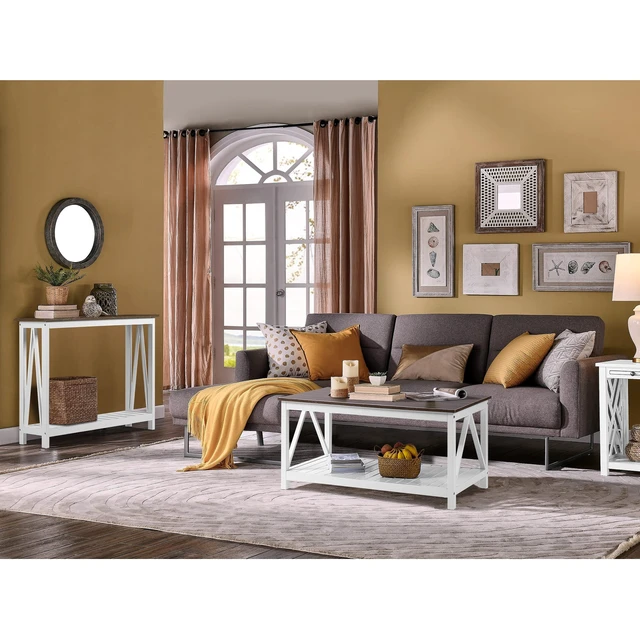 Alt view image 3 of 7 - Farmhouse Console Table, Narrow Sofa Table for Entryway, 40 Inch | Rustic Entryway Table for Living Room, Hallway, White