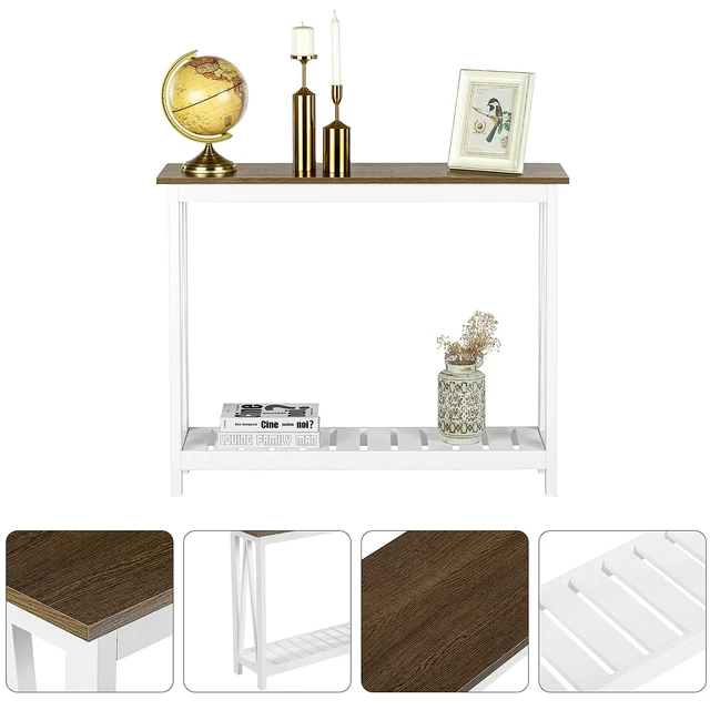 Alt view image 4 of 7 - Farmhouse Console Table, Narrow Sofa Table for Entryway, 40 Inch | Rustic Entryway Table for Living Room, Hallway, White