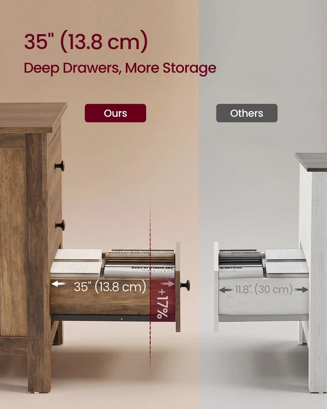 Alt view image 3 of 5 - Side End Table with 3 Storage Drawers, Nightstand Farmhouse | Narrow Bedside Table for Living Room, Bedroom, Home Office, Honey Brown, LIRY Collection ULET132K101S