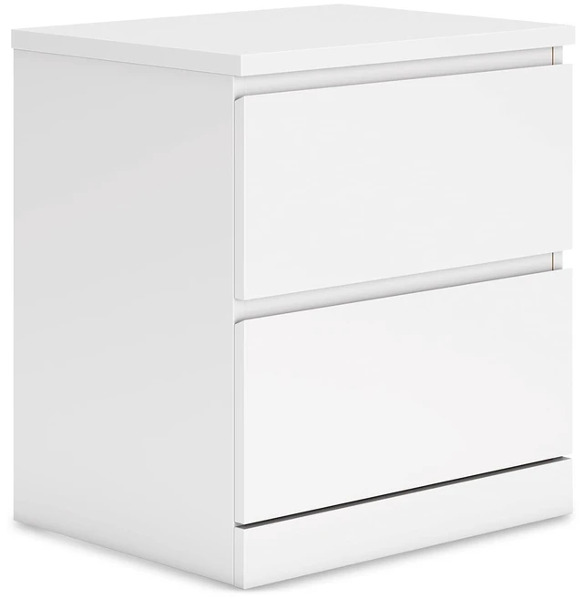 Main image of Onita 2-Drawer White Nightstand Bedside Table | Hardware-free modern small nightstand, Smooth-gliding ball-bearing drawers, Durable engineered wood