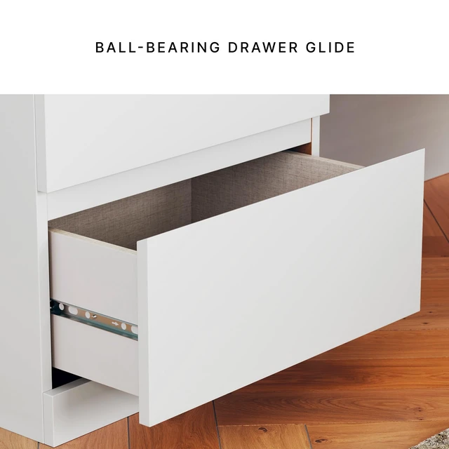 Alt view image 4 of 7 - Onita 2-Drawer White Nightstand Bedside Table | Hardware-free modern small nightstand, Smooth-gliding ball-bearing drawers, Durable engineered wood