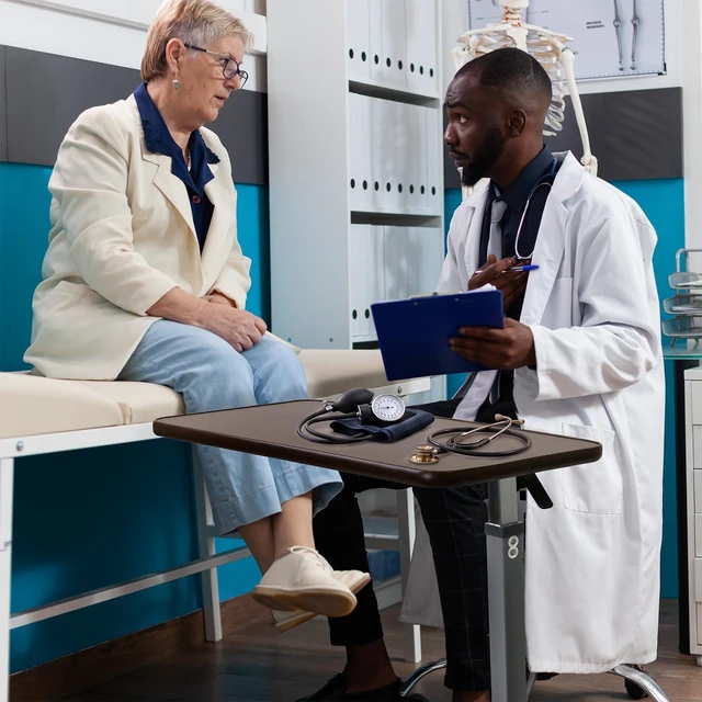 Alt view image 4 of 7 - Medical Adjustable Overbed Bedside Table with Wheels (Hospital and Home Use)
