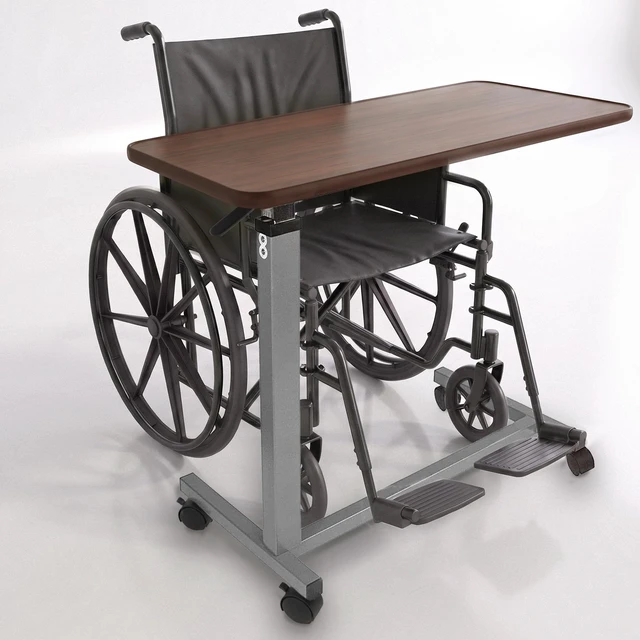Alt view image 5 of 7 - Medical Adjustable Overbed Bedside Table with Wheels (Hospital and Home Use)