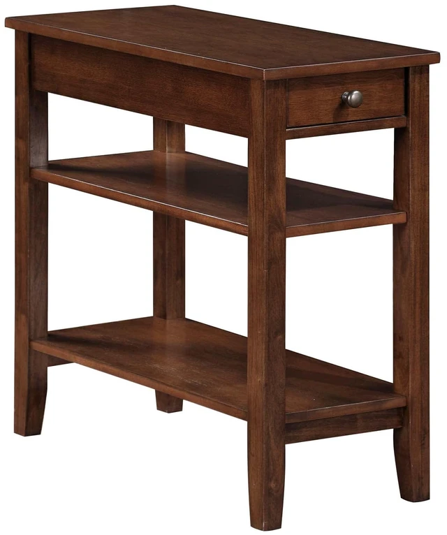 Main image of American Heritage Chairside End Table 23.25" - Classic Narrow Side Accent with Storage Drawer & Shelves for Modern Living Room or Transitional Bedroom Nightstand, Espresso