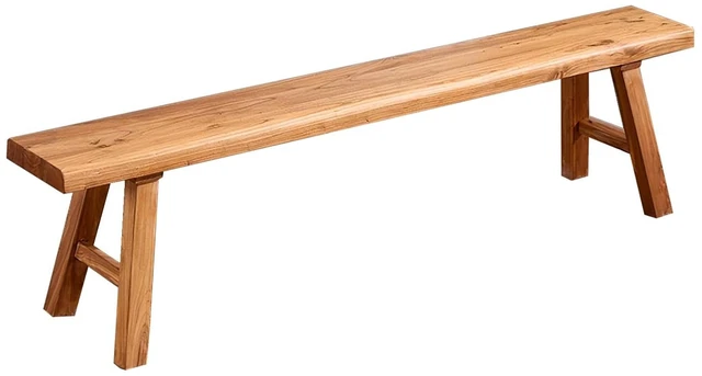 Main image of Wooden Bench Indoor Rustic Farmhouse Narrow Entryway Bench with Slim Skinny Design, Natural Solid Wood, Perfect for Dining Room, Bedroom, or End of Bed, 31.5in Length