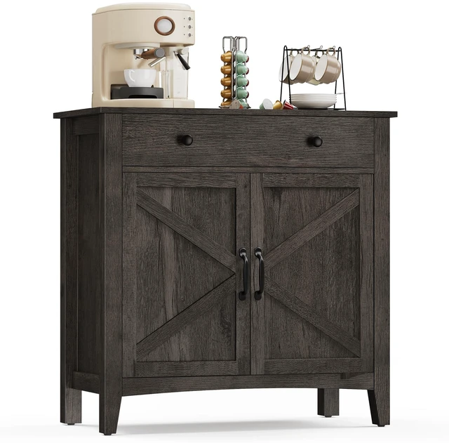 Main image of Buffet Cabinet, Coffee Bar with a Drawer, Adjustable Shelf | Sideboard Storage with Cable Hole, Drawer Divider, Antique Charcoal, LIRY Collection UBBK341B02