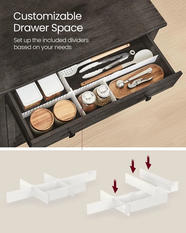 Alt view image 3 of 6 - Buffet Cabinet, Coffee Bar with a Drawer, Adjustable Shelf | Sideboard Storage with Cable Hole, Drawer Divider, Antique Charcoal, LIRY Collection UBBK341B02