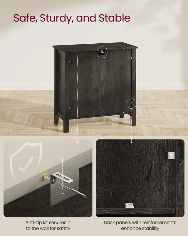 Alt view image 4 of 6 - Buffet Cabinet, Coffee Bar with a Drawer, Adjustable Shelf | Sideboard Storage with Cable Hole, Drawer Divider, Antique Charcoal, LIRY Collection UBBK341B02