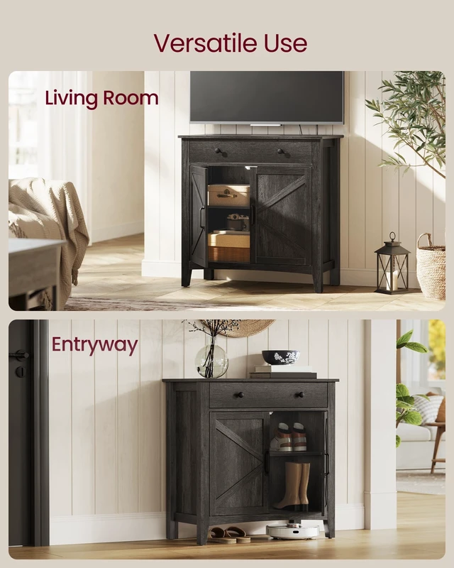 Alt view image 5 of 6 - Buffet Cabinet, Coffee Bar with a Drawer, Adjustable Shelf | Sideboard Storage with Cable Hole, Drawer Divider, Antique Charcoal, LIRY Collection UBBK341B02