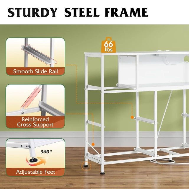 Alt view image 7 of 7 - LED Dresser TV Stand for 55 Inch TV, 8 Fabric Drawers, White Dresser | Fits TVs up to 55 inch, LED Chest of Drawers, Built-in AC Power Outlet and USB-A, Dresser for Bedroom Living Room Gaming Room