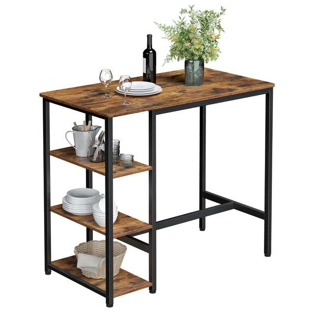 Alt view image 7 of 7 - Bar Table with Sturdy Metal Frame, Easy Assembly, Industrial Design, 23.6 x 42.9 x 39.4 inches, Rustic Brown