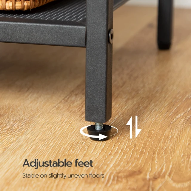 Alt view image 7 of 7 - Tall Side Table, Industrial Tall End Table with Metal Mesh Drawer | Telephone Table with Storage Shelves for Living Room, Bedroom, Hallway, Home Office, Easy Assembly, Rustic Brown and Black