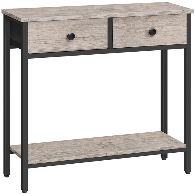 Main image of 29.5" Narrow Console Table with 2 Fabric Drawers, Entryway Table | Small Sofa Table with 2-Tier Storage Shelves, Behind Couch Table, for Living Room, Hallway, Greige and Black BG71XG01