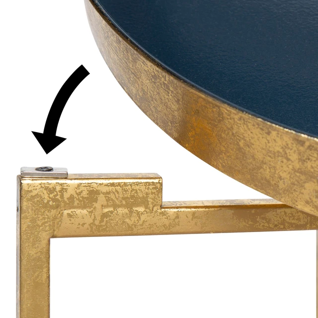 Alt view image 6 of 7 - Celia Metal Foldable Round Accent Table, 18.25" x 18.25" x 22", Navy Surface and Gold Frame, Modern Minimalist Design and Detachable Magnetic Tabletop