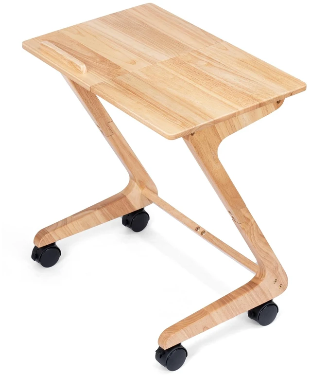 Main image of TV Tray Table, TV Dining Table with Casters for Small Spaces, Solid Wood End Table, Sofa Couch Side Table Removable Snack Tray for Coffee Bed Sofa Eating Writing Reading Living Room Bedroom