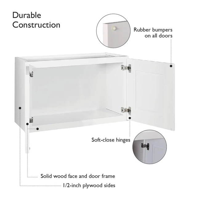 Alt view image 3 of 7 - Brookings Kitchen Bridge Wall Cabinet, 24", White | Wall Mount, Contemporary/Modern, Wood, Kitchen, 543264