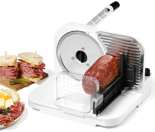 Main image of Deli Slicer, 6.5" Stainless Steel Blade, Adjustable Thickness | Slices meat, cheese, bread. Adjustable thickness. 6.5" stainless steel blade. Stable suction base. Compact foldable design.