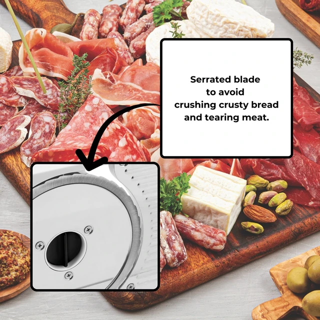 Alt view image 4 of 7 - Deli Slicer, 6.5" Stainless Steel Blade, Adjustable Thickness | Slices meat, cheese, bread. Adjustable thickness. 6.5" stainless steel blade. Stable suction base. Compact foldable design.