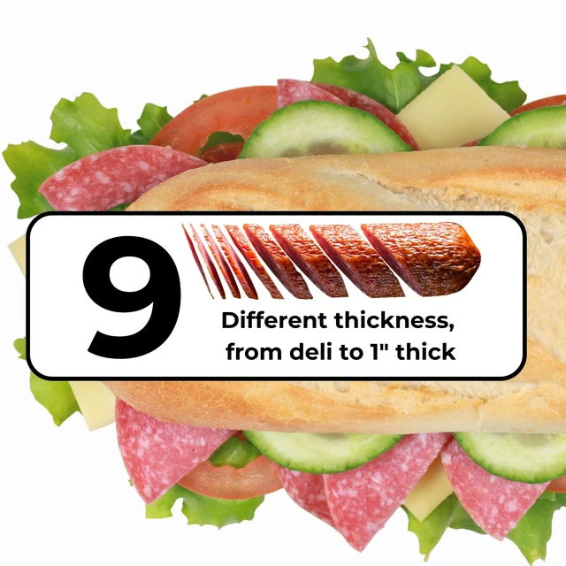 Alt view image 5 of 7 - Deli Slicer, 6.5" Stainless Steel Blade, Adjustable Thickness | Slices meat, cheese, bread. Adjustable thickness. 6.5" stainless steel blade. Stable suction base. Compact foldable design.