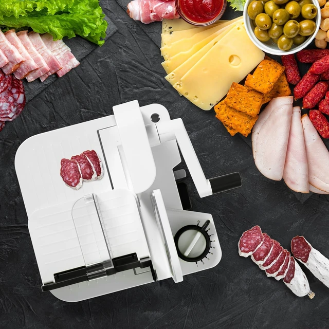 Alt view image 7 of 7 - Deli Slicer, 6.5" Stainless Steel Blade, Adjustable Thickness | Slices meat, cheese, bread. Adjustable thickness. 6.5" stainless steel blade. Stable suction base. Compact foldable design.