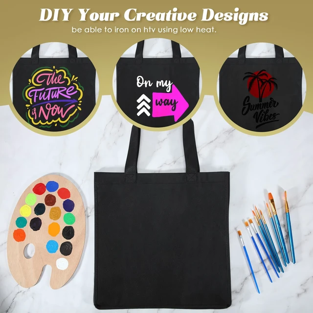 Alt view image 6 of 7 - 100 PCS Non Woven Tote Bags Bulk,Black | Reusable Shopping Bags with Handles, Stores, Groceries Markets, Events Gift, Party Supplies