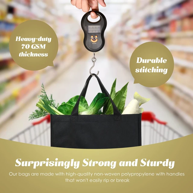 Alt view image 7 of 7 - 100 PCS Non Woven Tote Bags Bulk,Black | Reusable Shopping Bags with Handles, Stores, Groceries Markets, Events Gift, Party Supplies