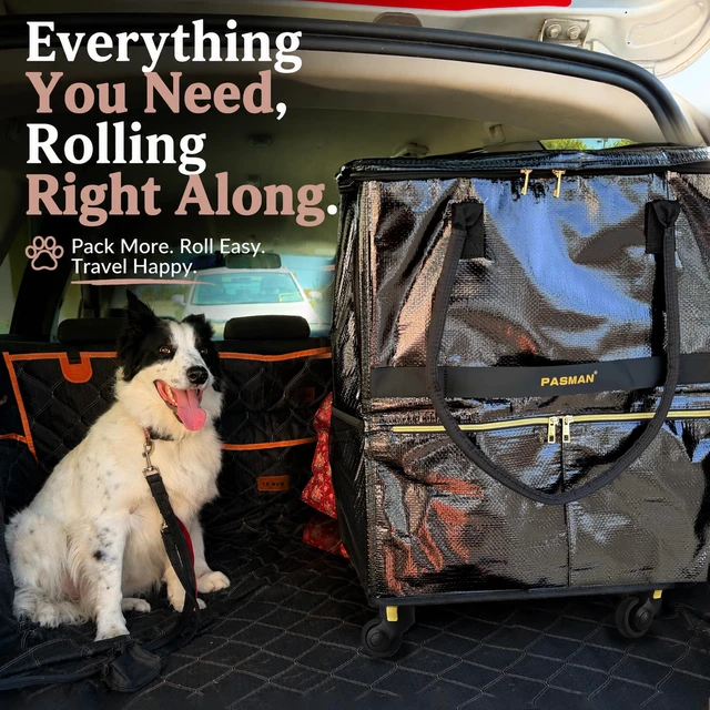Alt view image 2 of 7 - Reusable Foldable Rolling Grocery Bag on 5 Wheels,Large,Black | Detachable 5 casters, Heavy duty Rolling Tote, Holds Up to 115 lbs, packs flat, ideal for laundry, moving & grocery shopping