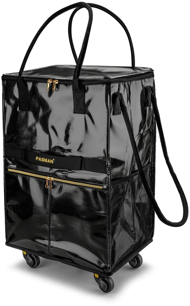 Main image of Reusable Foldable Rolling Grocery Bag on 5 Wheels,Large,Black | Detachable 5 casters, Heavy duty Rolling Tote, Holds Up to 115 lbs, packs flat, ideal for laundry, moving & grocery shopping