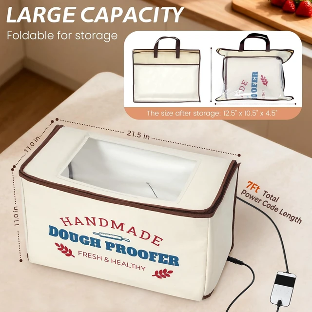 Alt view image 2 of 7 - Extra Large Dough Proofing Box50-130°F, 3-Sided Heat 24H Timer | Extra-large foldable proofing box includes 3-sided heat, 50-130°F control, beep alert and storage bag for dough