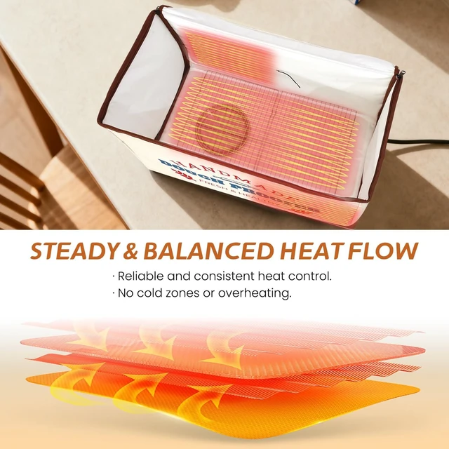 Alt view image 5 of 7 - Extra Large Dough Proofing Box50-130°F, 3-Sided Heat 24H Timer | Extra-large foldable proofing box includes 3-sided heat, 50-130°F control, beep alert and storage bag for dough
