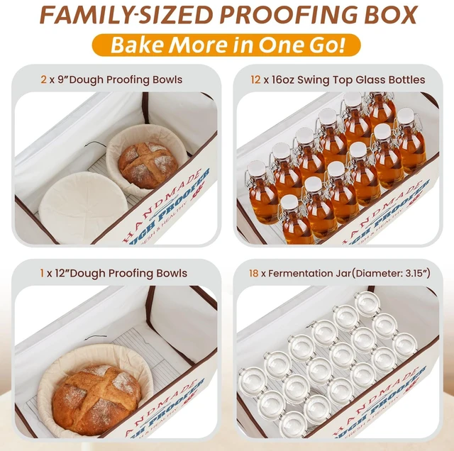 Alt view image 6 of 7 - Extra Large Dough Proofing Box50-130°F, 3-Sided Heat 24H Timer | Extra-large foldable proofing box includes 3-sided heat, 50-130°F control, beep alert and storage bag for dough