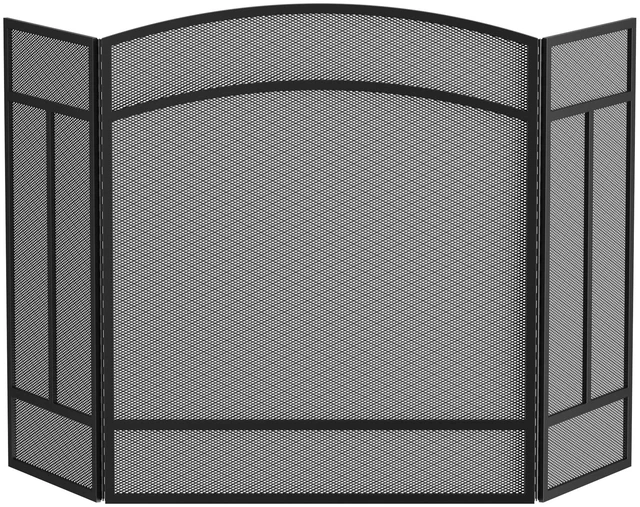 Alt view image 3 of 7 - 3 Panel Arch Top Fireplace Screen Fire Screen Spark Guard Cover | 3 Panel Foldable; Anti Pinch Piano Hinge; Safe Design; Powder Coated; Dense Mesh; Heavy Duty; 48x29; Black; No Assembly