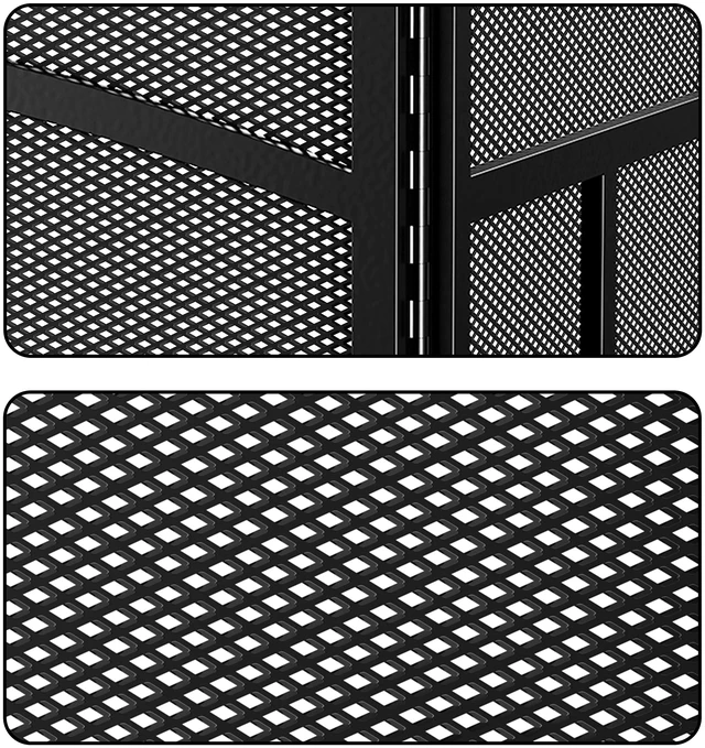 Alt view image 5 of 7 - 3 Panel Arch Top Fireplace Screen Fire Screen Spark Guard Cover | 3 Panel Foldable; Anti Pinch Piano Hinge; Safe Design; Powder Coated; Dense Mesh; Heavy Duty; 48x29; Black; No Assembly