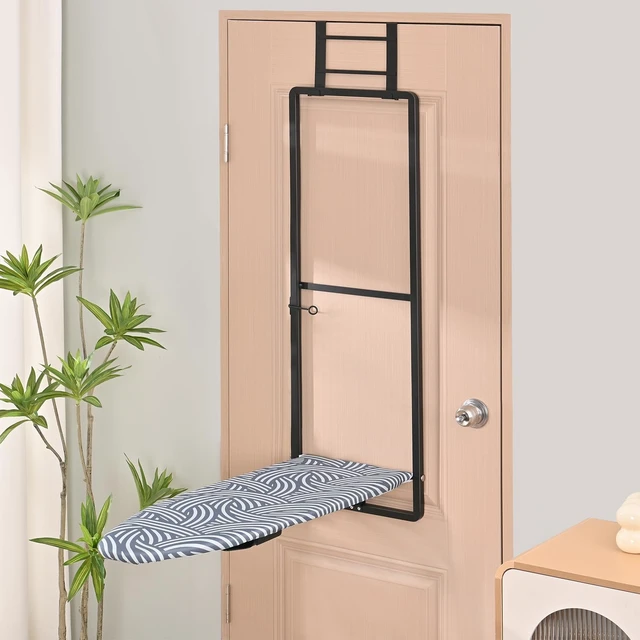 Alt view image 6 of 7 - Over the Door Ironing Board, 36 x 12 Iron Board with Iron Storage | Safety lock, Compact foldable Ironing board suitable for laundry rooms, bedrooms, dormitories and small spaces, blue