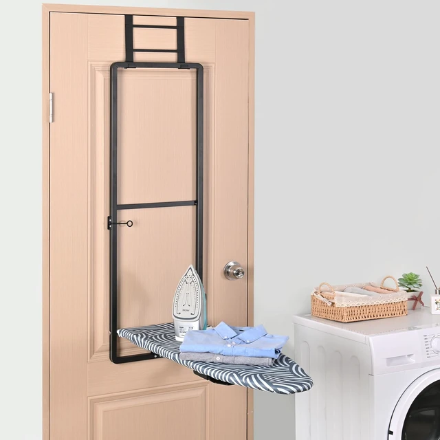 Alt view image 5 of 7 - Over the Door Ironing Board, 36 x 12 Iron Board with Iron Storage | Safety lock, Compact foldable Ironing board suitable for laundry rooms, bedrooms, dormitories and small spaces, blue
