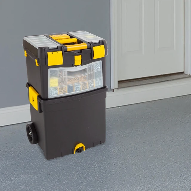 Alt view image 7 of 7 - Rolling Tool Box with Wheels, Foldable Comfort Handle, and Removable Top Toolbox Organizers and Storage by