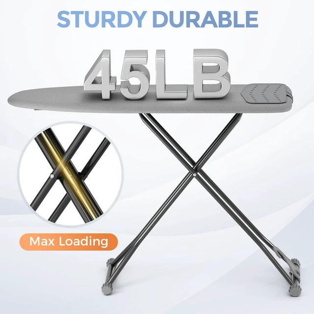 Alt view image 6 of 7 - Foldable Compact Heigh Adjustable Ironing Board with Silicone | 13 x 43 inches Stander Size, 7-height adjustable with Heat Resistant Cover and safety lock, Foldable compact for space saving