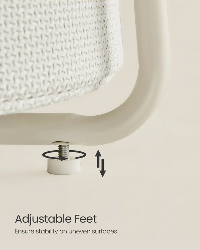 Alt view image 5 of 7 - Small Round Side End Table, Small Nightstand with Fabric Basket | Modern Bedside Table Set of 2, for Living Room, Bedroom, Cream White, LILEA Collection ULET225LL01S