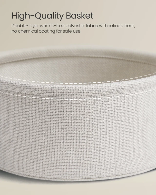 Alt view image 7 of 7 - Small Round Side End Table, Small Nightstand with Fabric Basket | Modern Bedside Table Set of 2, for Living Room, Bedroom, Cream White, LILEA Collection ULET225LL01S