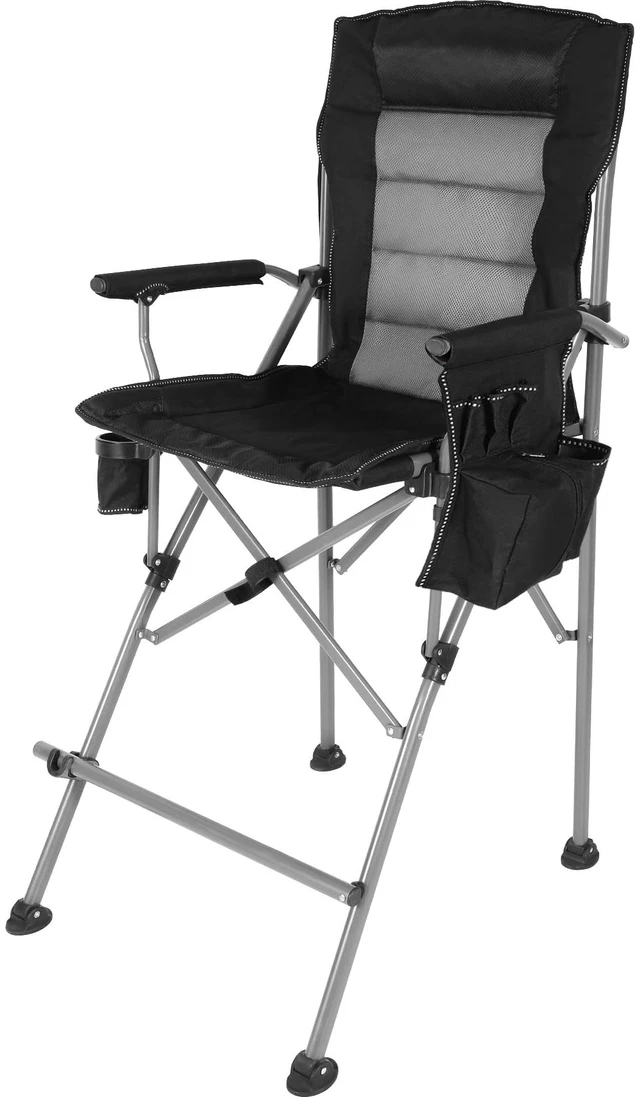 Main image of Extra Tall Folding Chairs for Adults 330lbs, Portable Bar Height Foldable Director Chairs for Camping Outside, Comfortable with Makeup Pocket, High Back and Footrest, Black
