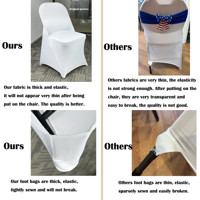 Alt view image 3 of 7 - 40PCS Spandex Folding Waterproof Chair Covers for Party,White New | Wedding Universal Fitted Chair Cover Protector,Stretch Folding Chair Covers,For Event Banquet Holidays Celebration Decoration