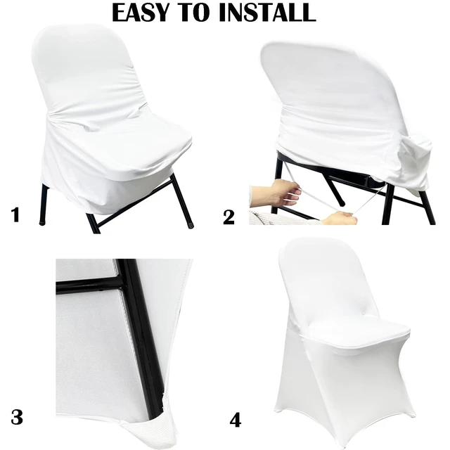 Alt view image 6 of 7 - 40PCS Spandex Folding Waterproof Chair Covers for Party,White New | Wedding Universal Fitted Chair Cover Protector,Stretch Folding Chair Covers,For Event Banquet Holidays Celebration Decoration