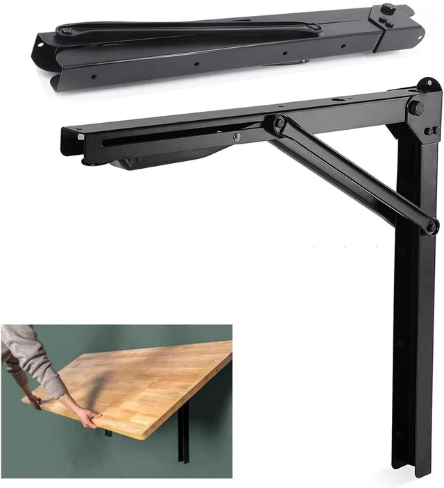 Main image of 24" Folding Shelf Brackets Wall Mount Collapsible Shelf Bracket | Heavy Duty Folding Table Brackets Max Load 500lb Space Saving (Pack of 2, No Board)
