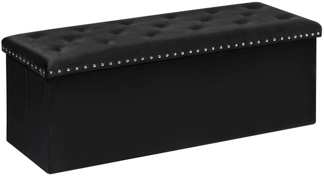 Main image of Storage Ottoman Bench, 43" Velvet Ottoman With Storage, Black | 140L Large Storage Space, Tufted Foldable Long Storage Bench for Bedroom , Living Room, Entryway