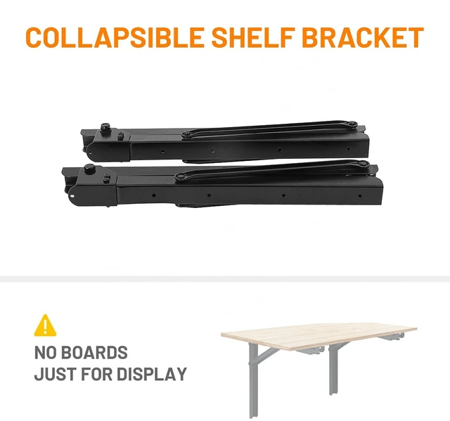 Alt view image 3 of 6 - 24" Folding Shelf Brackets Wall Mount Collapsible Shelf Bracket | Heavy Duty Folding Table Brackets Max Load 500lb Space Saving (Pack of 2, No Board)